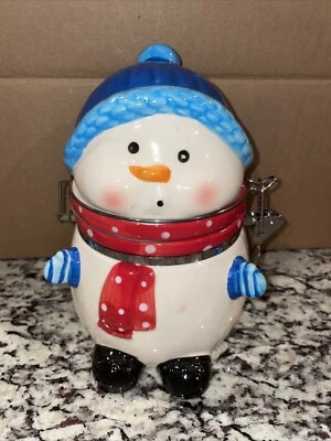 Muñeco de nieve bote de cerámica/tarro de tratamiento con cierre de bloqueo• Navidad • #25 Foto 1 de 4