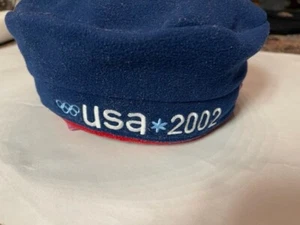 Vintage 2002 Roots USA Olympics Beret Hat Adjustable Red Blue - Picture 1 of 4