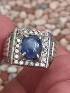 Natural Blue sapphire 2.24ct Ceylon phenomena With Sterling silver ring Setting - Picture 1 of 12