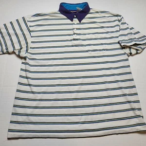 Vtg Spalding Polo Shirt Mens L Stripes Pro Collared 90s ¤9 - Picture 1 of 6
