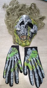 ZOMBIE CREEPY HALLOWEEN COSTUME TOP MASK GLOVES MENS XL 40/42 GROSS! - Picture 1 of 2