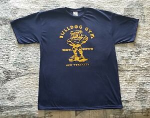 Bulldog Gym New York City Workout Muscle Delta DRI Navy Gold T-Shirt NEW M L XL
