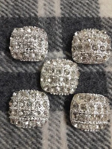 Novelty Large Glittery Silver Shank Rhinestone Buttons 20mm 5pcs - Picture 1 of 6