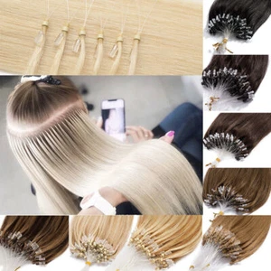 CLEARANCE Micro Ring Link Loop Beads Tip 100% Real Remy Human Hair Extensions US - Picture 1 of 37