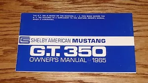 1965 Ford Mustang Shelby GT 350 Owners Operators Manual 65 - Picture 1 of 1