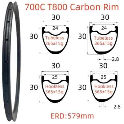 Llantas de carbono para bicicleta de grava de carretera 700C 30 mm * 30 mm freno de disco rueda sin gancho sin cámara Foto 1 de 4