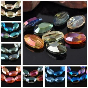 10pcs 22x13mm Oval Faceted Crystal Glass Loose Craft Beads lot for DIY Jewelry - Picture 1 of 6