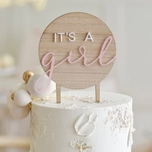 IT'S ITS A GIRL CAKE TOPPER cupcake toppers pick pink gender reveal baby shower - Imagen 1 de 3