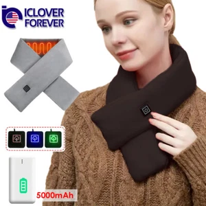 Electric Heated Scarf Heating Pad Neck Warmer Heater Wrap with Power Bank Winter - Picture 1 of 15