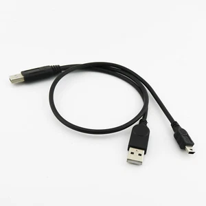USB-Y 2-Ports USB A Male to Mini B 5Pin Data Power Cable for Hard Drive HDD Case - Picture 1 of 8
