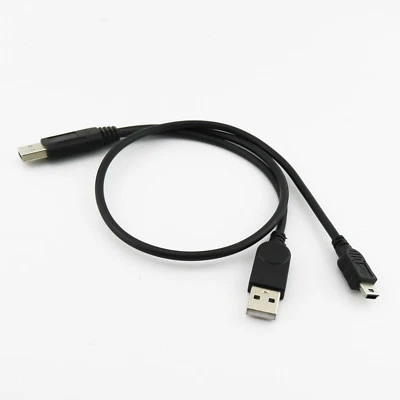 USB-Y 2-Ports USB A Male to Mini B 5Pin Data Power Cable for Hard Drive HDD Case - Image 1 of 4