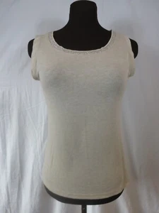 Camiseta sin mangas La Fee Maraboutee bronceada de punto fino escote de estrás elástica talla 2 pequeña - Imagen 1 de 8