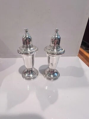 Empire Sterling Silver Salt & Pepper Shakers Weighted 4.75" Tall #231 Foto 1 de 4