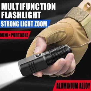 Outdoor Mini Torch Rechargeable Zoomable LED Flashlight Camping Emergency Lamp - Picture 1 of 16