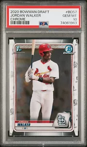 Jordan Walker 2020 1st Bowman Draft Chrome BD57 PSA 10 Gem Mint Cardinals - Imagen 1 de 2