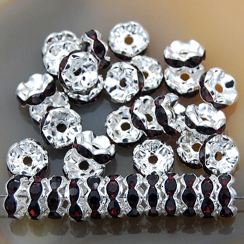 100Pcs Czech Crystal Rhinestone Wavy Rondelle Spacer Beads 4-10mm Gold & Silver - Image 1 of 3