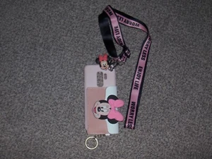 Minnie Mouse Enjoy Life iPhone 15 Pro Case Card Slot Pocket Stand & Strap New - Picture 1 of 1