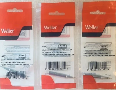 3X Original Weller ST7 1/32 CONICAL tip for WP25, WP30, WP35, WLC100