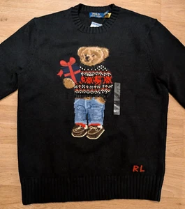 Polo Ralph Lauren Jumper Men’s Navy Black Teddy Bear Size Medium - Picture 1 of 5