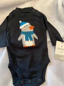 CARTER'S-SIZE NEWBORN BLACK LONG SLEEVES BODYSUIT  FOR BABY - Picture 1 of 1