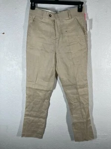 Isaac Mizrahi Boys Sz 20 Classic Linen Pants Light Tan NWD Pt1077 Slim Fit - Picture 1 of 9