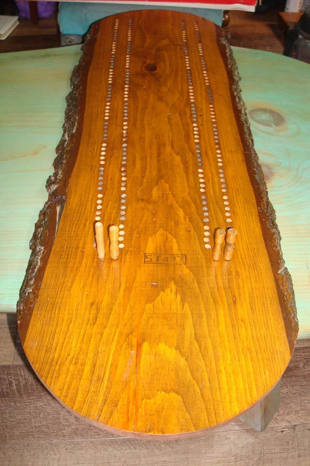 Live Edge Cribbage Board, Two Track, Knotty Pine, 33" Long - Image 1 of 4