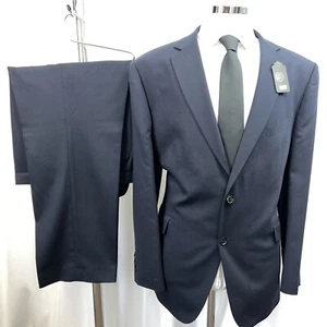 M&S Navy Suit Regular Fit Wool Blend 2 Piece Suit C46M W42 L29 - Picture 1 of 18