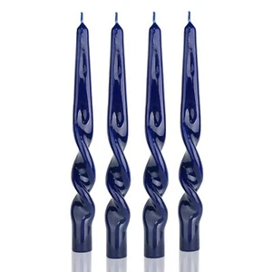 Navy Spiral Taper Candles-Set of 4 for Decoration Weddings Party Church-Unsce... - Picture 1 of 6