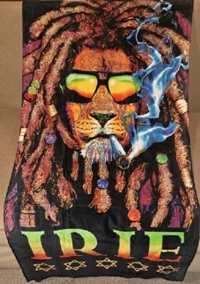 Новый Rasta Lion Beach Бассейн Подарок Полотенце Страши Трава Дым Марихуана Прерия Ретро - Изображение 1 из 4