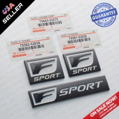 3x F-Sport Logo ABS Badge Side Fender Marker Trunk Lid Nameplate Emblem Set Foto 1 de 4