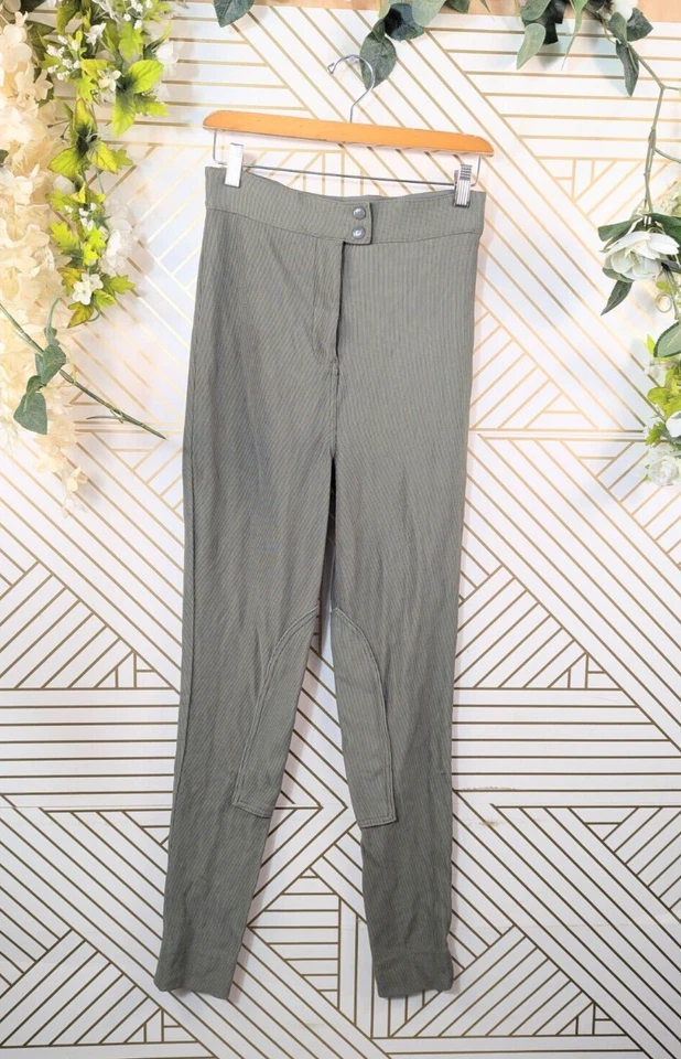 Pantalón de montar clásico para mujer American Apparel acanalado cintura alta verde talla mediana Foto 1 de 4