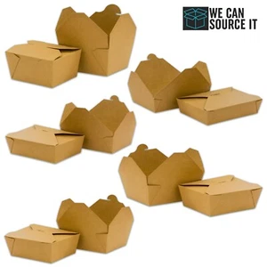 Kraft Takeaway Food Meal Boxes Brown Deli Pasta Rice Disposable Fold Lid Tuck - Picture 1 of 10