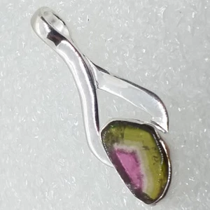 RAR NATUR Wassermelonenturmalin Turmalin PINK GRÜN 925 Silber Anhänger - Bild 1 von 4