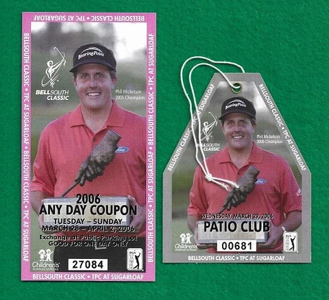 (2) PHIL MICKELSON (WON) 2006 BELLSOUTH CLASSIC GOLF TICKETS Cover