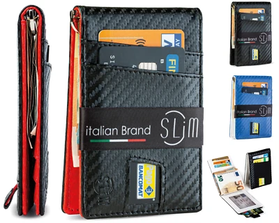 Portafoglio Uomo SLim ® Porta Carte Credito Portatessere Rfid Sottile Fermasoldi - Immagine 1 di 2
