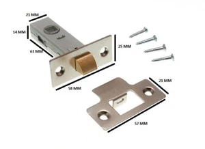 Tubular Mortice Latch Door Lock Catch 63mm Cp + Fixings Pack Of 20 - Picture 1 of 1