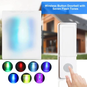 Wireless Doorbell 7 Color Light Flash Music Doorbells Elderly Deaf Men Door Bell - Picture 1 of 11