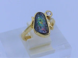 Zauberhafter Opal Brillantring ca. 2,65ct in 585 Gelbgold ;RG:58; Handarbeit - Bild 1 von 6