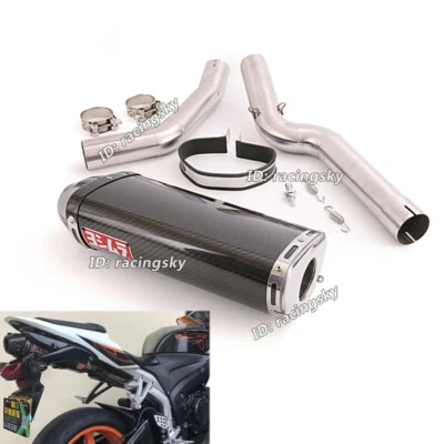 Silenciador de fibra de carbono real tubo de enlace de escape antideslizante para Honda CBR600RR 2005-2024 Foto 1 de 4
