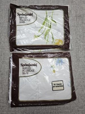 Funda de Almohada Vintage Springmaid con Volantes Falsa Estándar Floral Conjunto Nuevo de Lote Antiguo Poliéster Cuna Foto 1 de 4