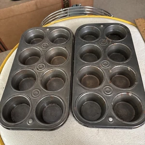 Set di 2 padelle per cupcake per muffin vintage 8 marche ciascuna - Foto 1 di 8