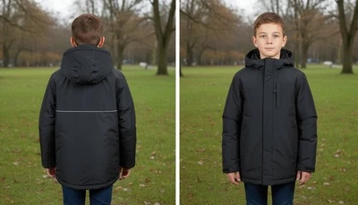 Jaqueta de inverno preta 3 em 1 The Children's Place Boys–tamanho M (10/12) forro de lã - Imagem 1 de 4