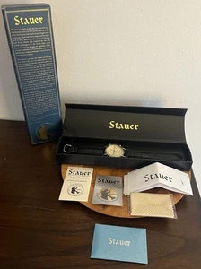 STAUR Uhr NEU 20-Jewel Automatikwerk schwarz Leder Casablanca silber - Bild 1 von 14