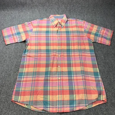 Camisa Surf Pendleton Para Hombres Grande Rosa Madrás Cuadros Cuello Abotonado Algodón Foto 1 de 4