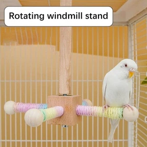 Rotating Bird Perches Toy for Budgies with Hemp Ropes Wrapped Parakeet Toy - Picture 1 of 5