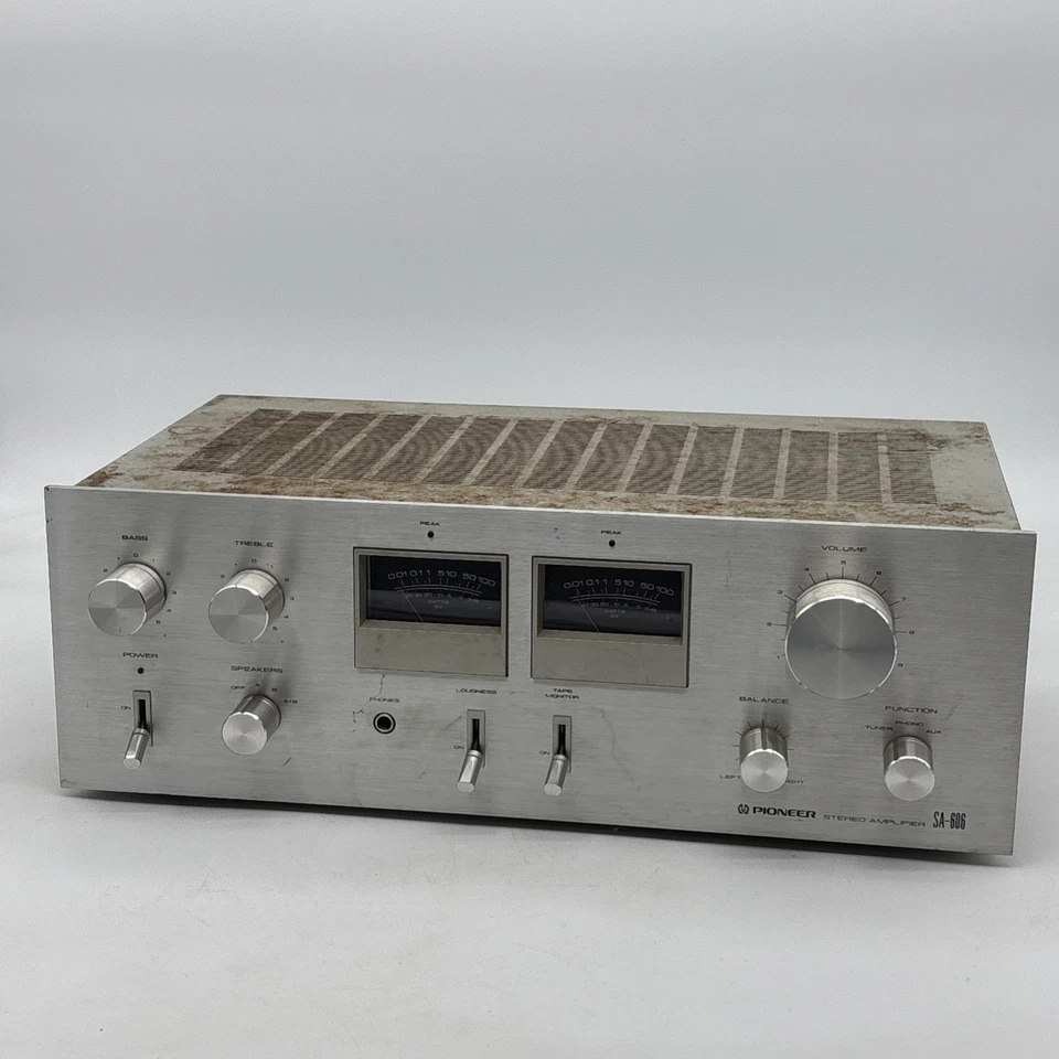 Pioneer SA-606 Stereo Amplifier Twin VU Meters Tested & Works Rusty Please Read - Image 1 of 4