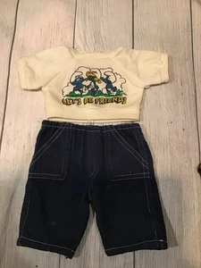 Vintage Cabbage Patch Kids Clothing Smurf Shirt & Blue Jeans - Picture 1 of 3