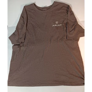 Camiseta Ariat Marrón Gráfico XXL Tierra de la Libre Bandera de Estados Unidos Logo Camiseta Occidental - Imagen 1 de 7