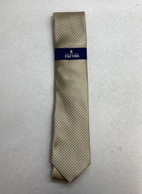 Stafford Men's Champagne Gold NWT Solid Table Geometric Woven Necktie One Size - Image 1 of 4