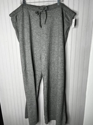 Auden Sweater Knit Wide-Leg Pants Womens 4X Gray Pull On Plus Size Lounge New - Image 1 of 4